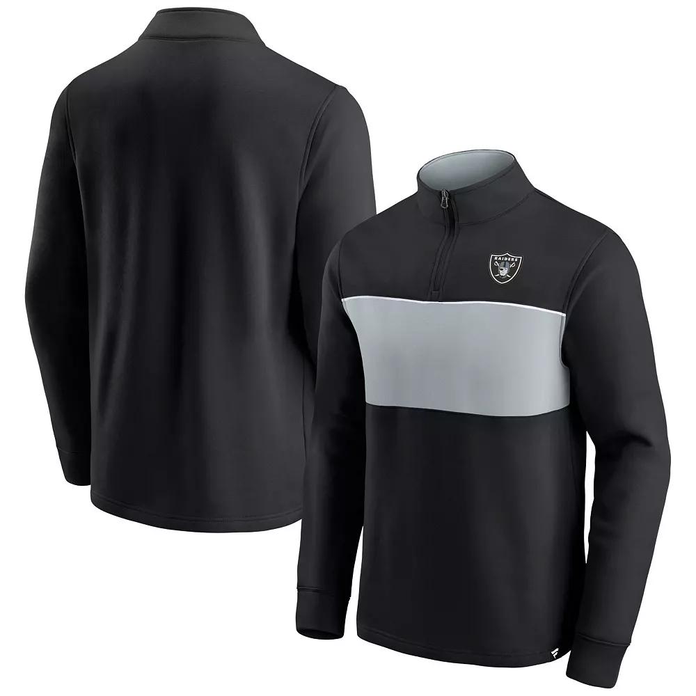 Men's Black/Silver Las Vegas Raiders Block Party Quarter-Zip Jacket,  Product Image