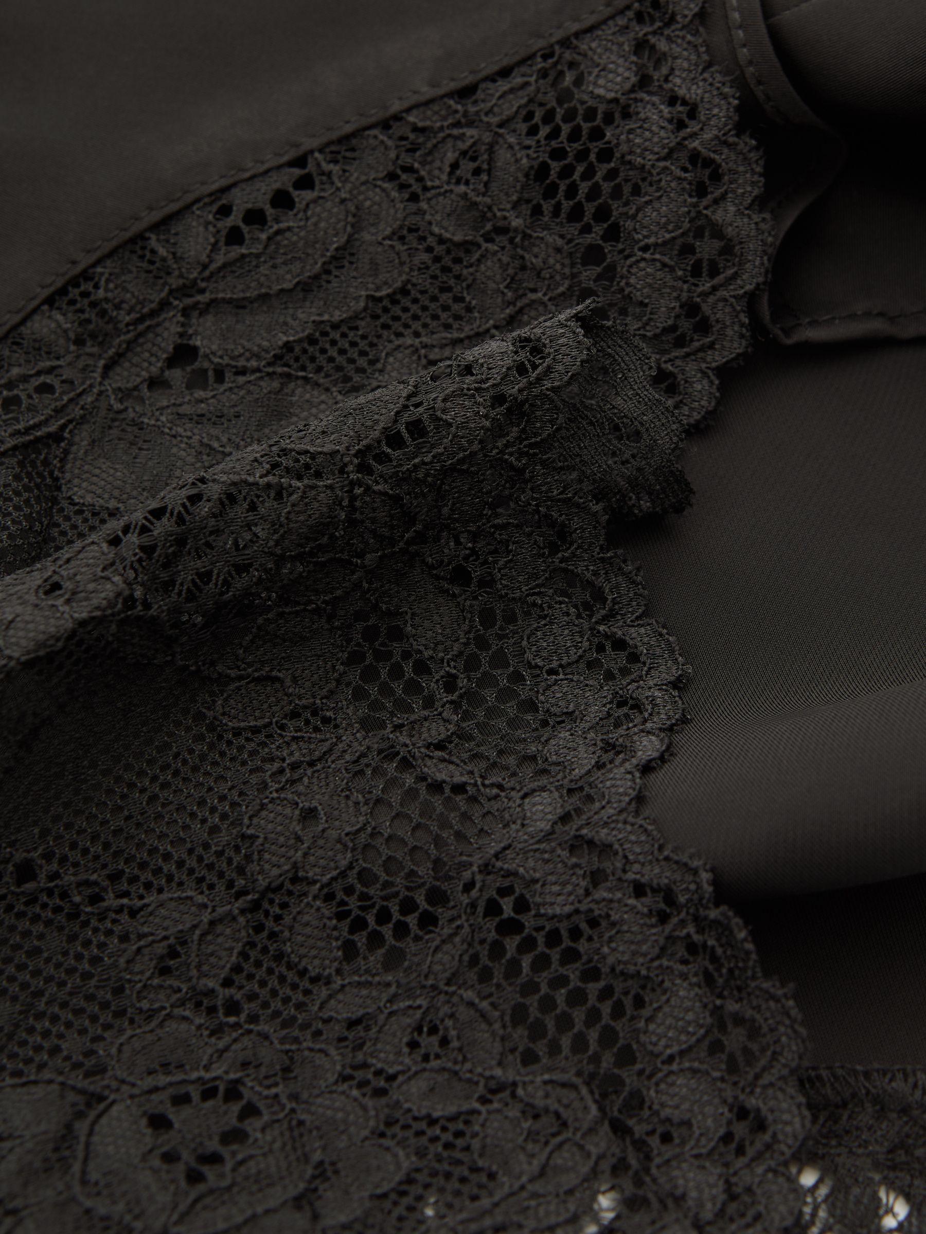 Viscose Satin Lace Trim Shorts in Black Product Image