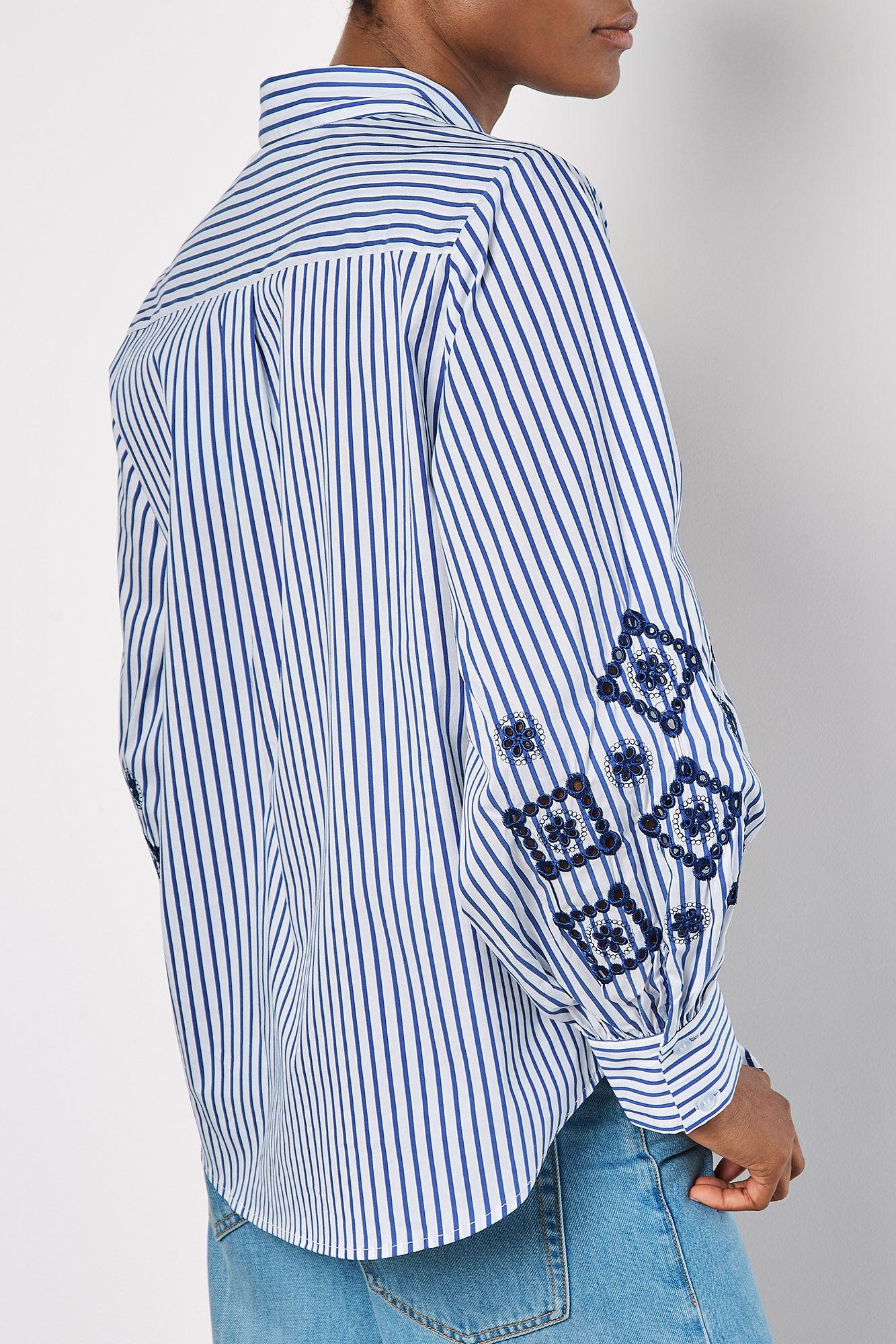 Embroidered Eyelet Stripe Shirt Product Image