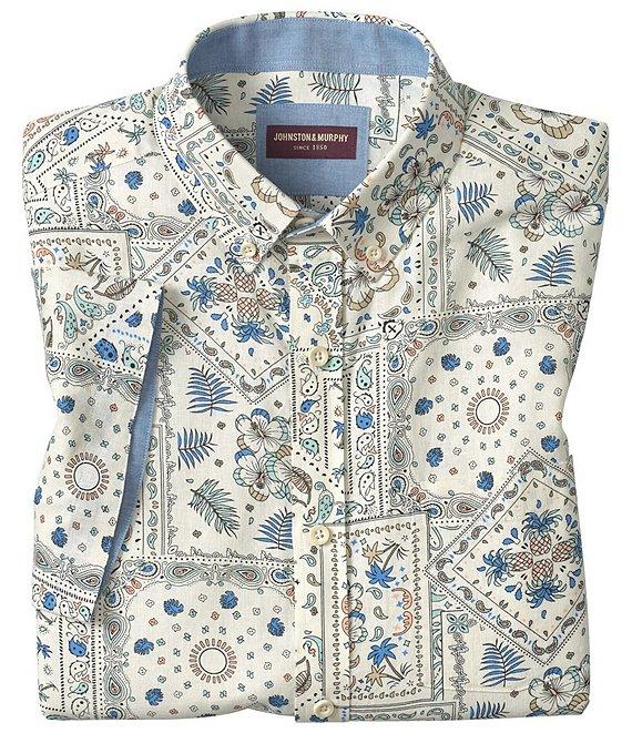 Johnston & Murphy Bandana Print Short Sleeve Woven Shirt Product Image