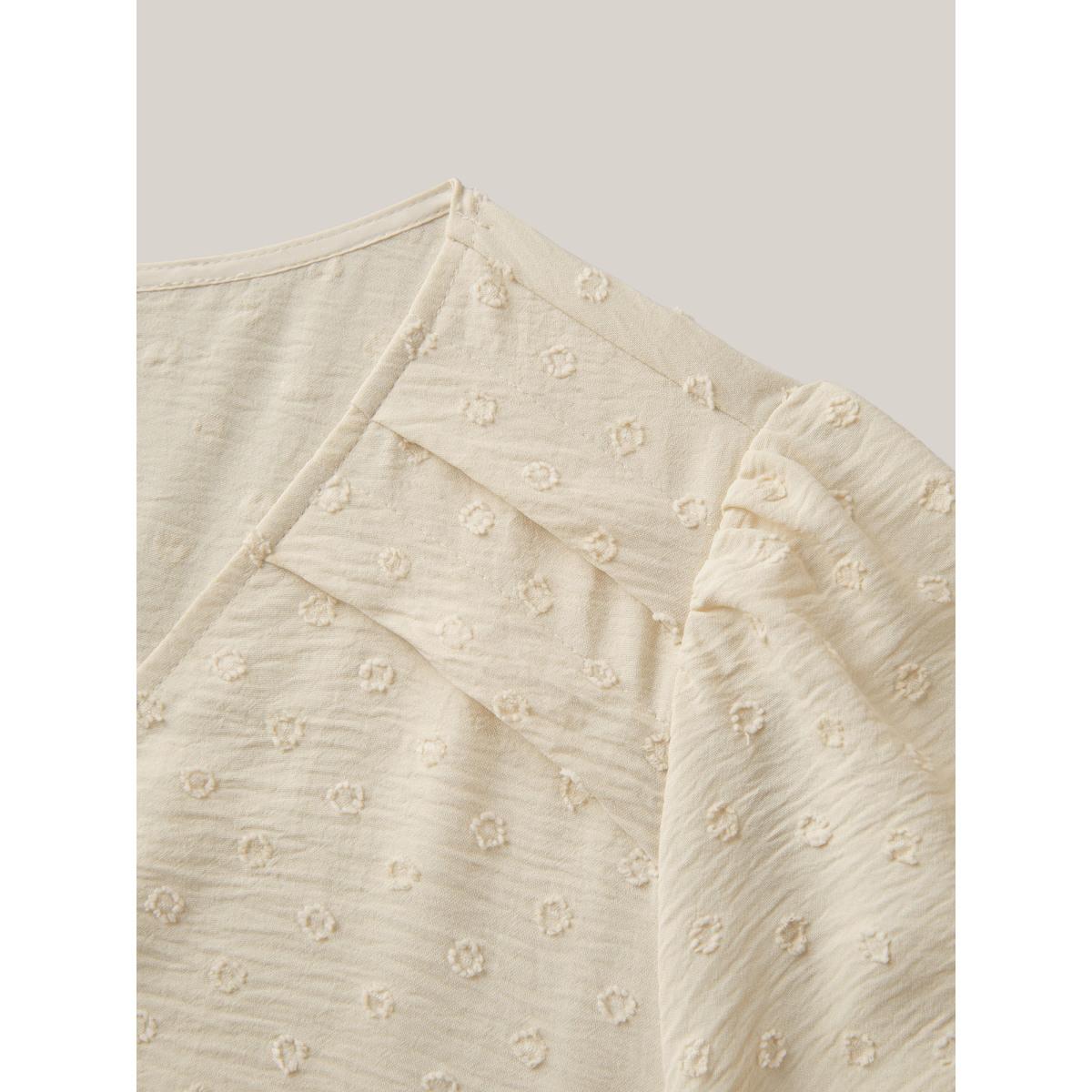 Plus Size Shoulder Pleats Textured Button Maxi Dress Apricot Women V-neck Short sleeve Curvy BloomChic 14-16/1X Product Image