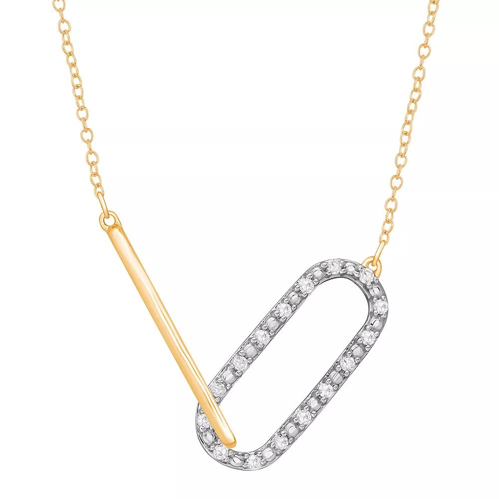 10k Gold 1/10 Carat T.W. Diamond Paper Clip Necklace, Women's Product Image