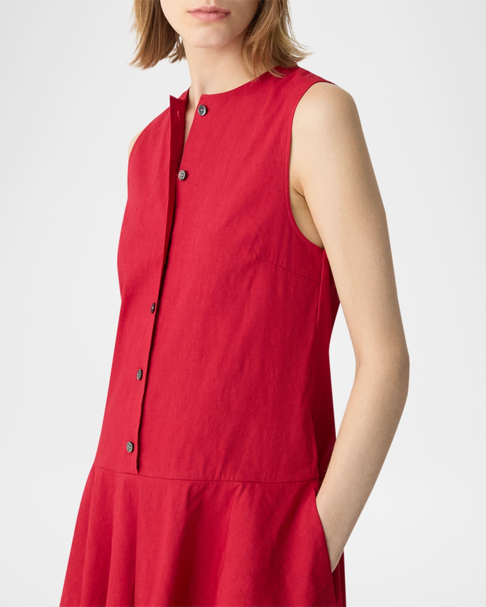 Drop-Waist Crunch Linen Mini Dress Product Image