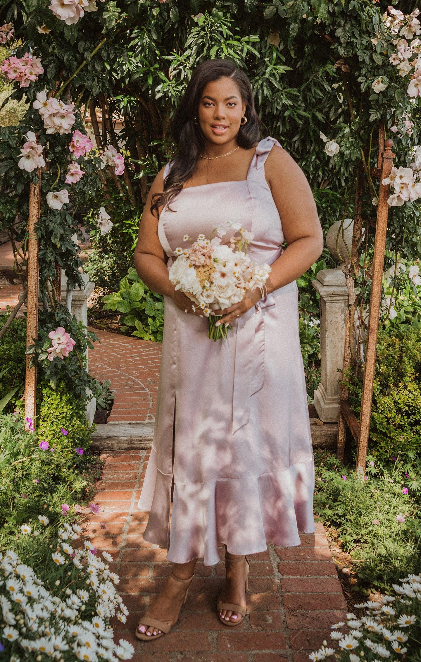 Claire Midi Dress ~ Dusty Purple Luxe Satin Product Image