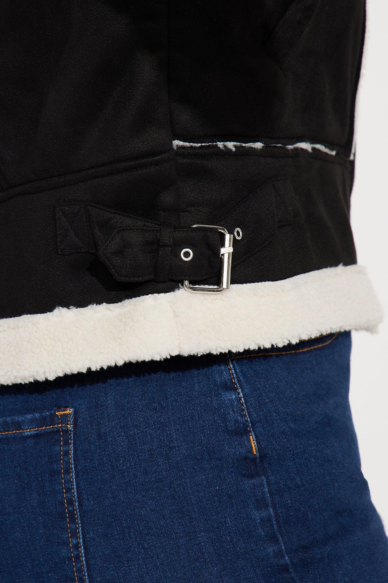 Look My Way Shearling Jacket - Black Product Image