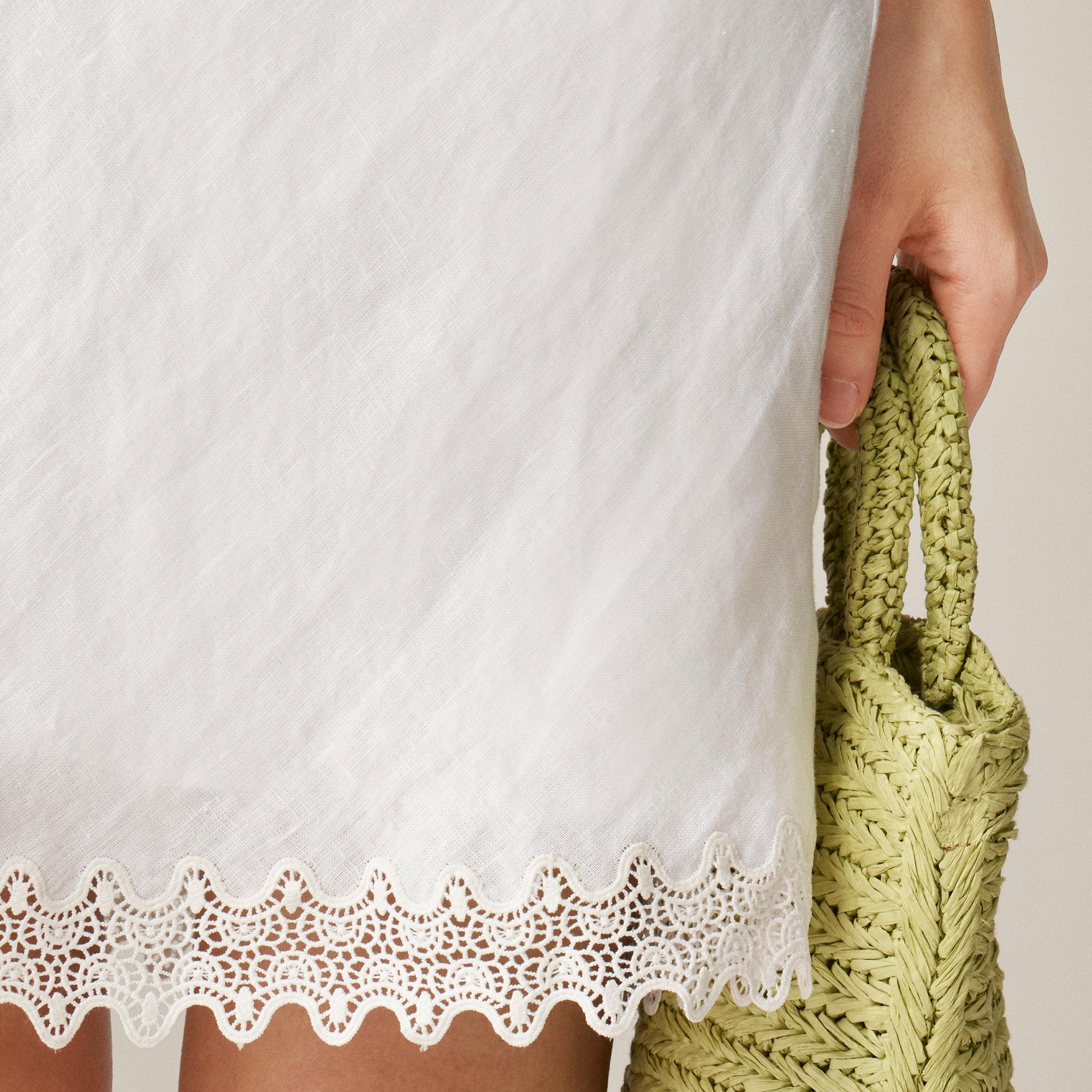 Gwen lace-trim slip skirt in linen Product Image