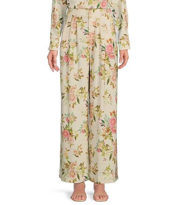 Alex Marie Coordinating Lola Twill Floral Pleated Wide Leg Pants Product Image