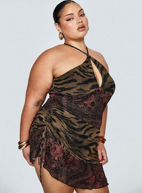 Syrefena Halter Mini Dress Multi Curve Product Image