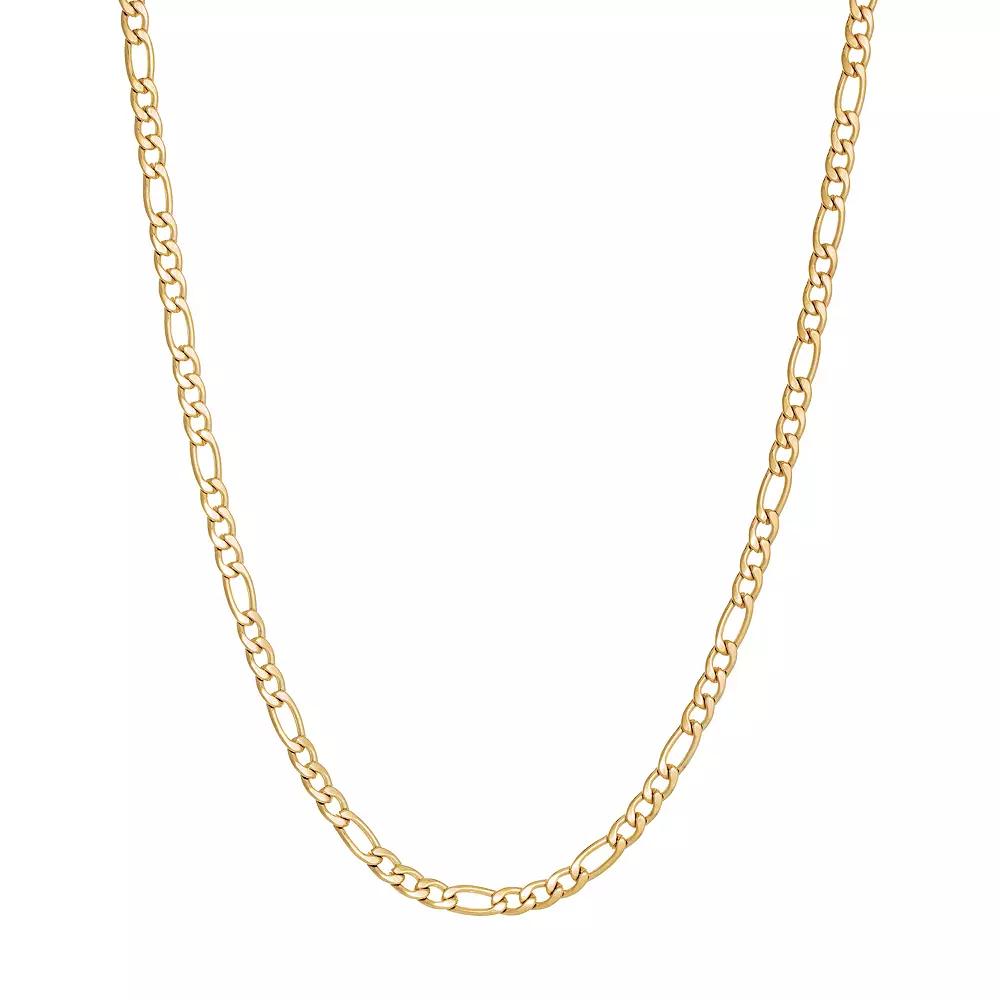 Mens LYNX Stainless Steel 3 mm Figaro Chain Necklace Gold Tone Product Image