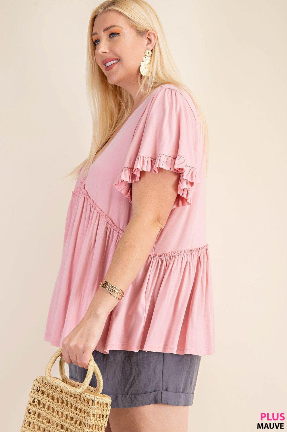 7275   Gracie Bell Sleeve Ruffle Top - Reg & Plus! Product Image