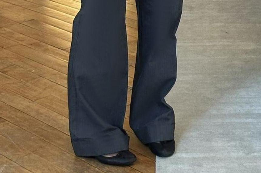 Low Waist Plain Straight-Fit Boot-Cut Pants Product Image