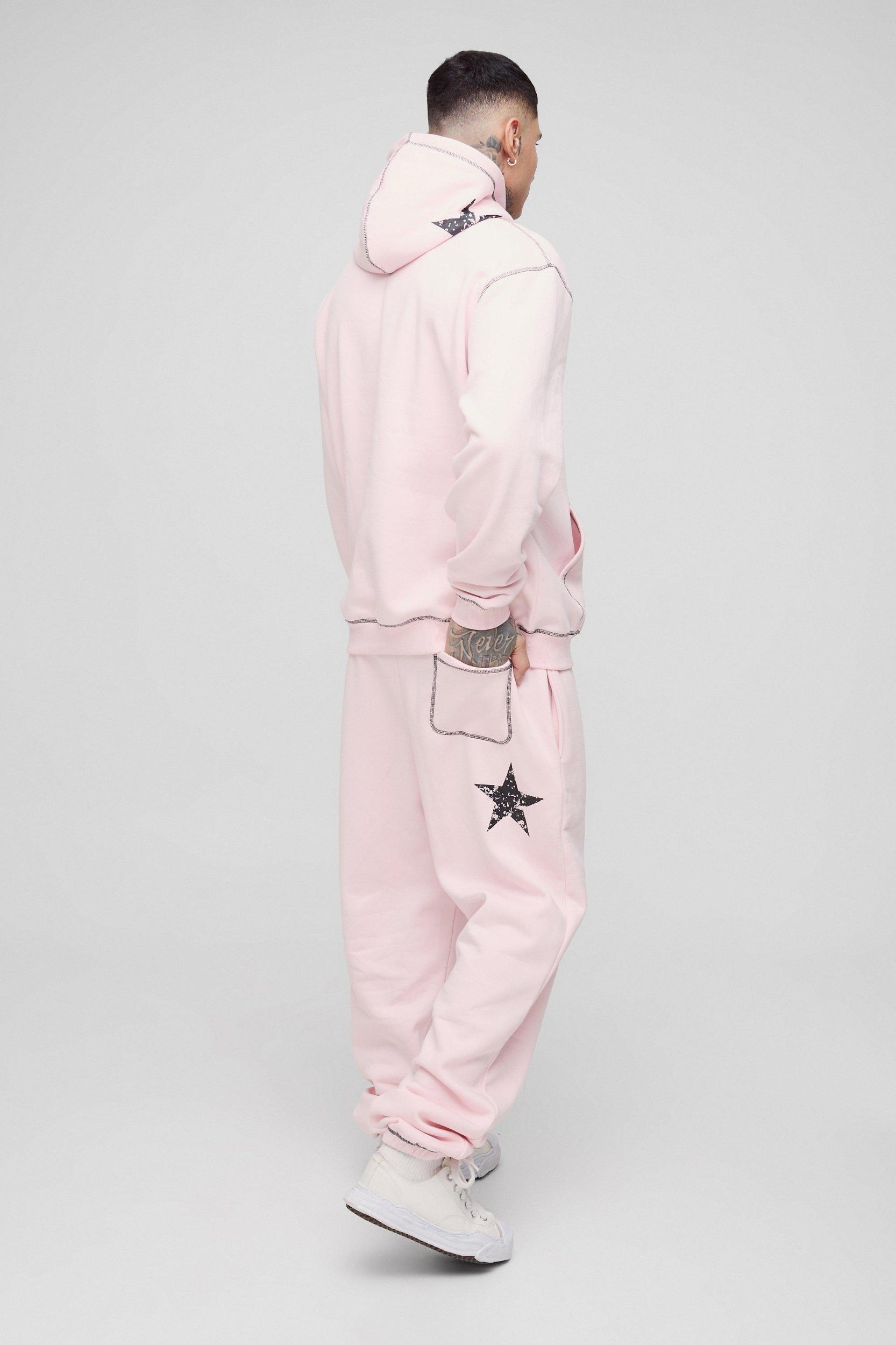 Tall Oversized Contrast Stitch Lmted Hooded Tracksuit | boohooMAN USA Product Image