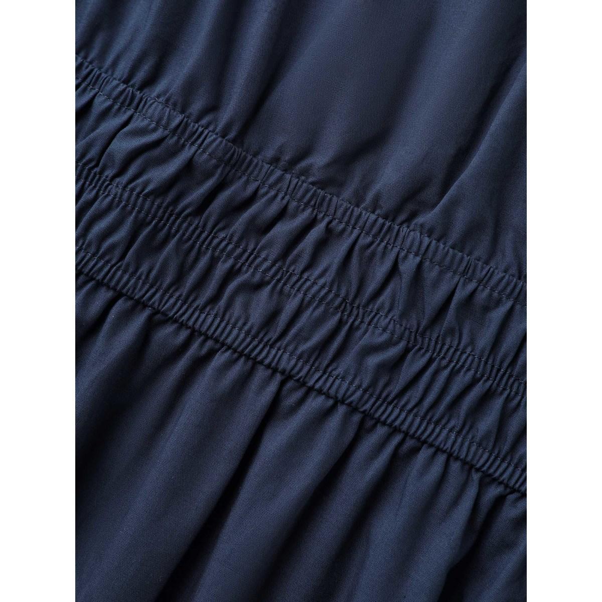 Plus Size Cotton Color Block Cinched-Waist Spliced Maxi Dress Navy Women Resort Gathered V-neck Short sleeve Curvy BloomChic 18-20/2X Product Image