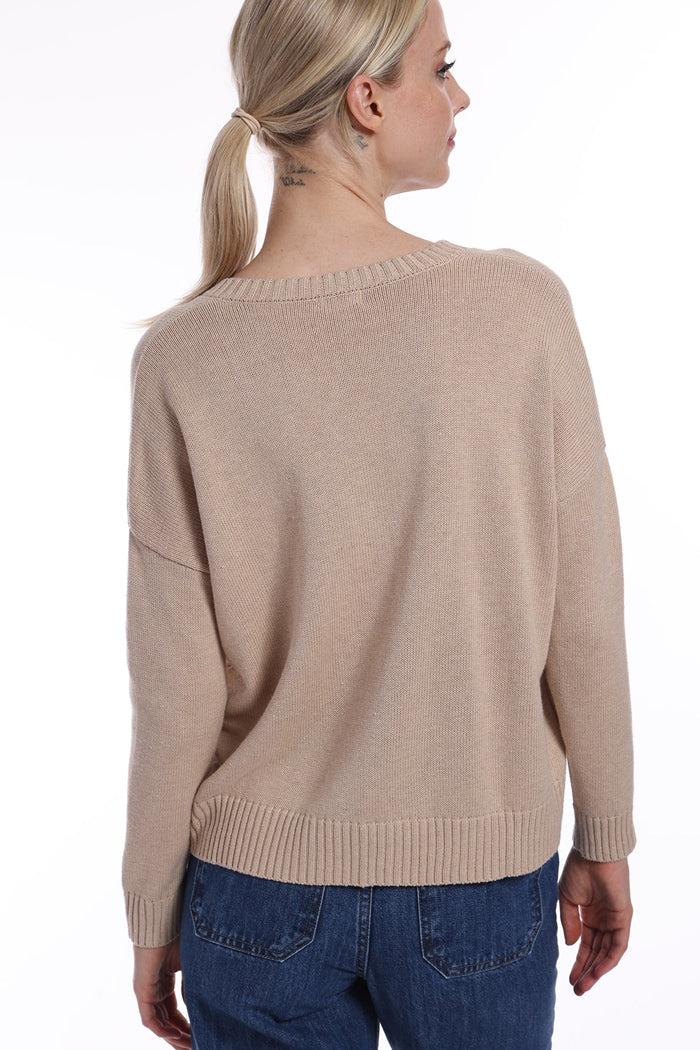 Cotton Cashmere Boxy V Neck Sweater Product Image