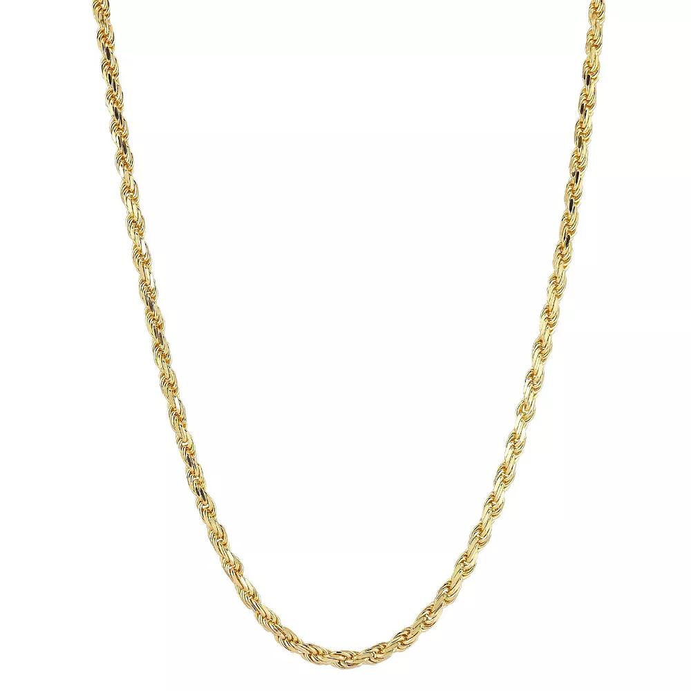 Men's Menster Sterling Silver 3 mm Rope Necklace, Size: 24", Gold Tone Product Image