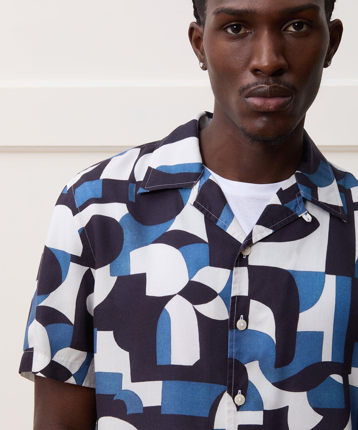 Cropped Rayon Camp Collar Shirt Product Image