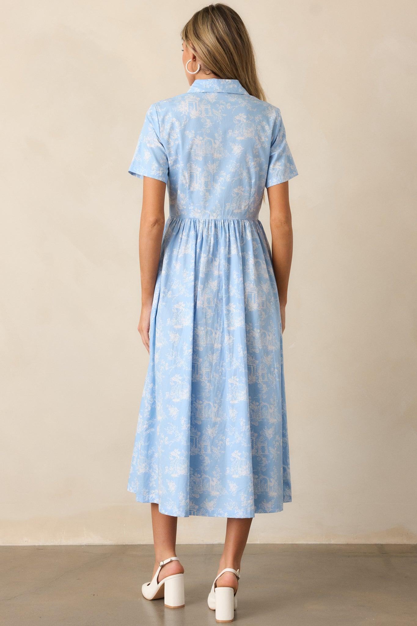Believe It Cotton Light Blue Toile Maxi Dress Product Image