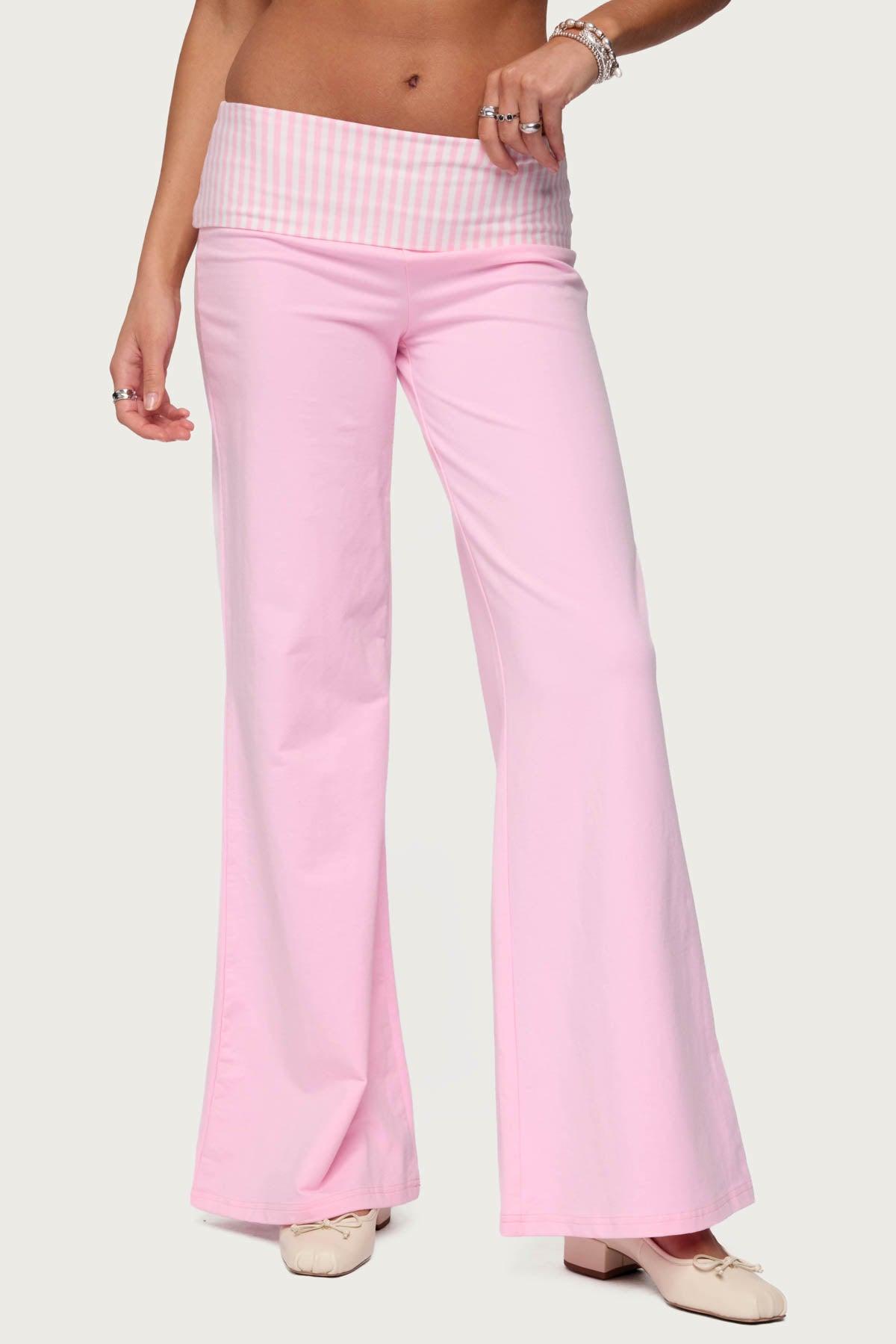 Meshey Striped Fold Over Pants Product Image