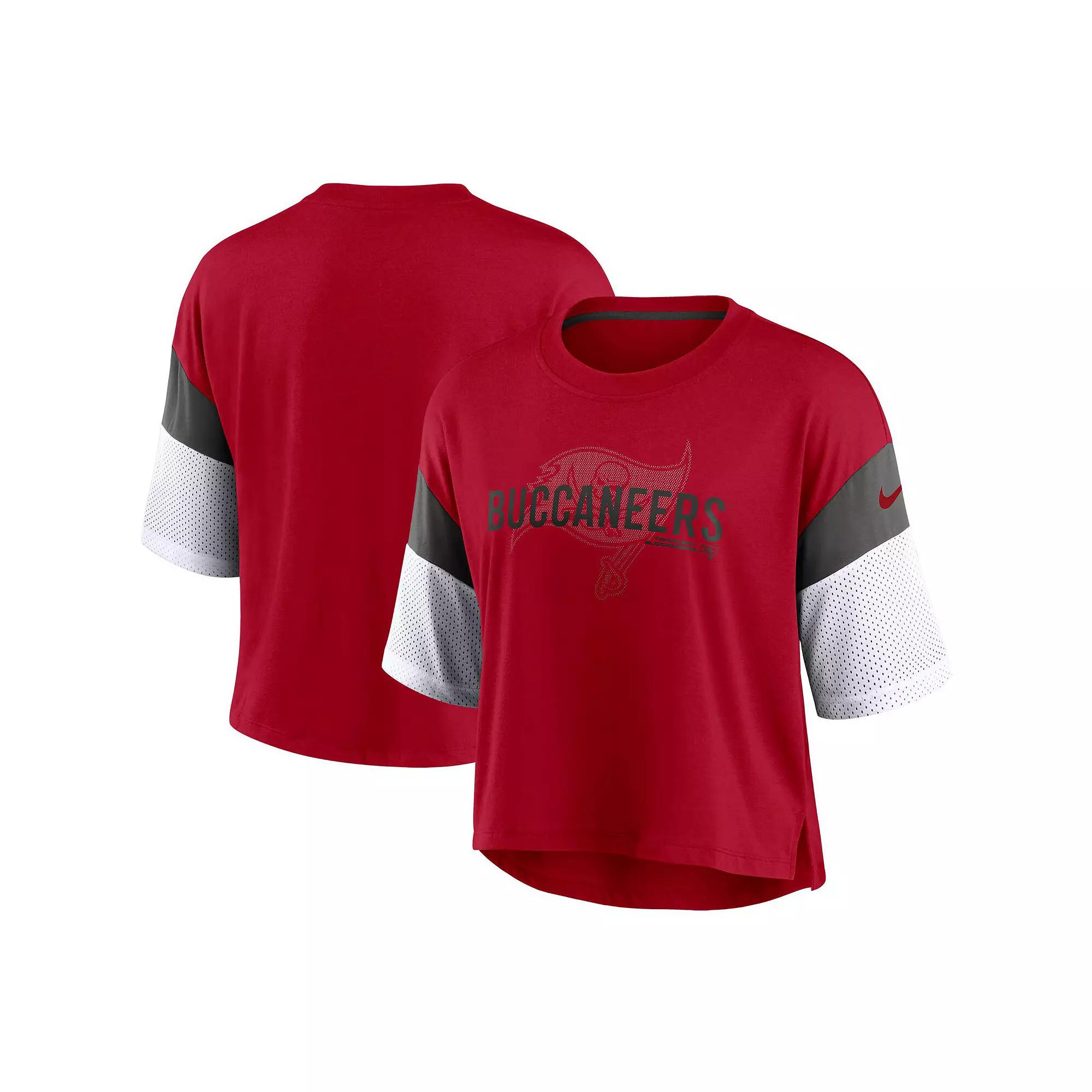 Women's Nike Red/White Tampa Bay Buccaneers Nickname Tri-Blend Performance Crop Top, Size: Large Product Image