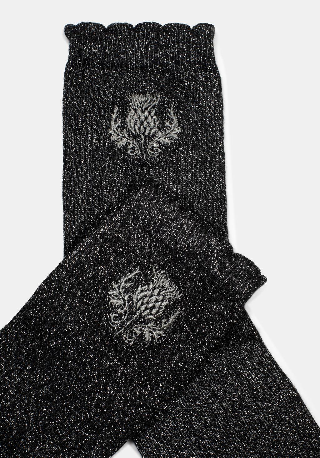 Lurex Thistle Embroidered Socks Product Image