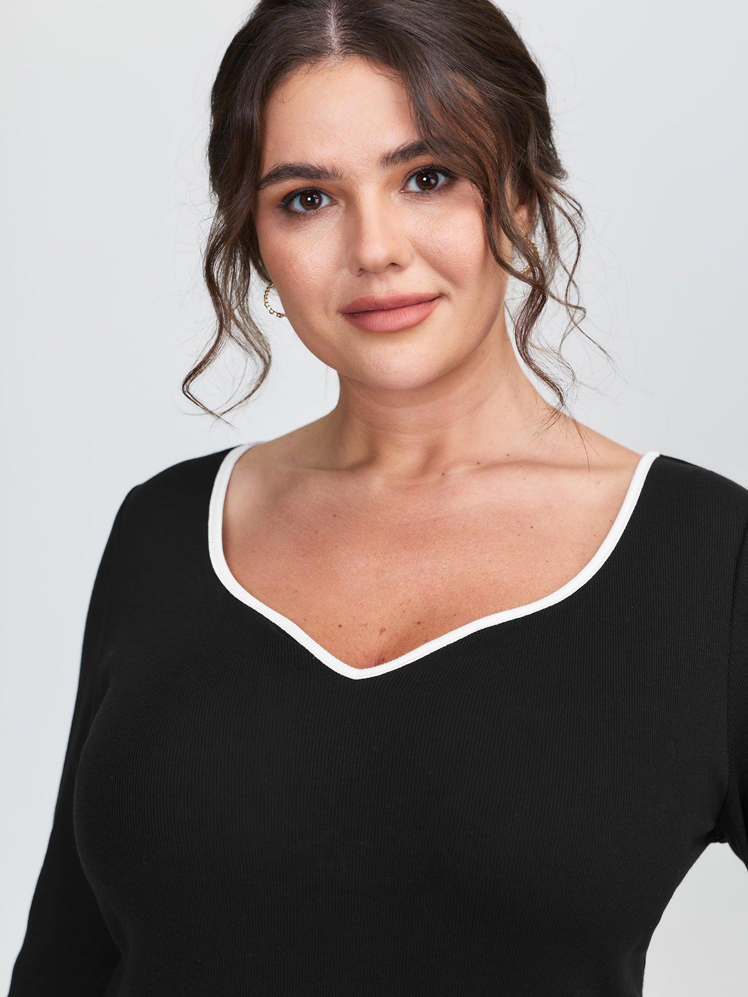 Pure Cotton Ribbed Solid T-Shirt Female Product Image