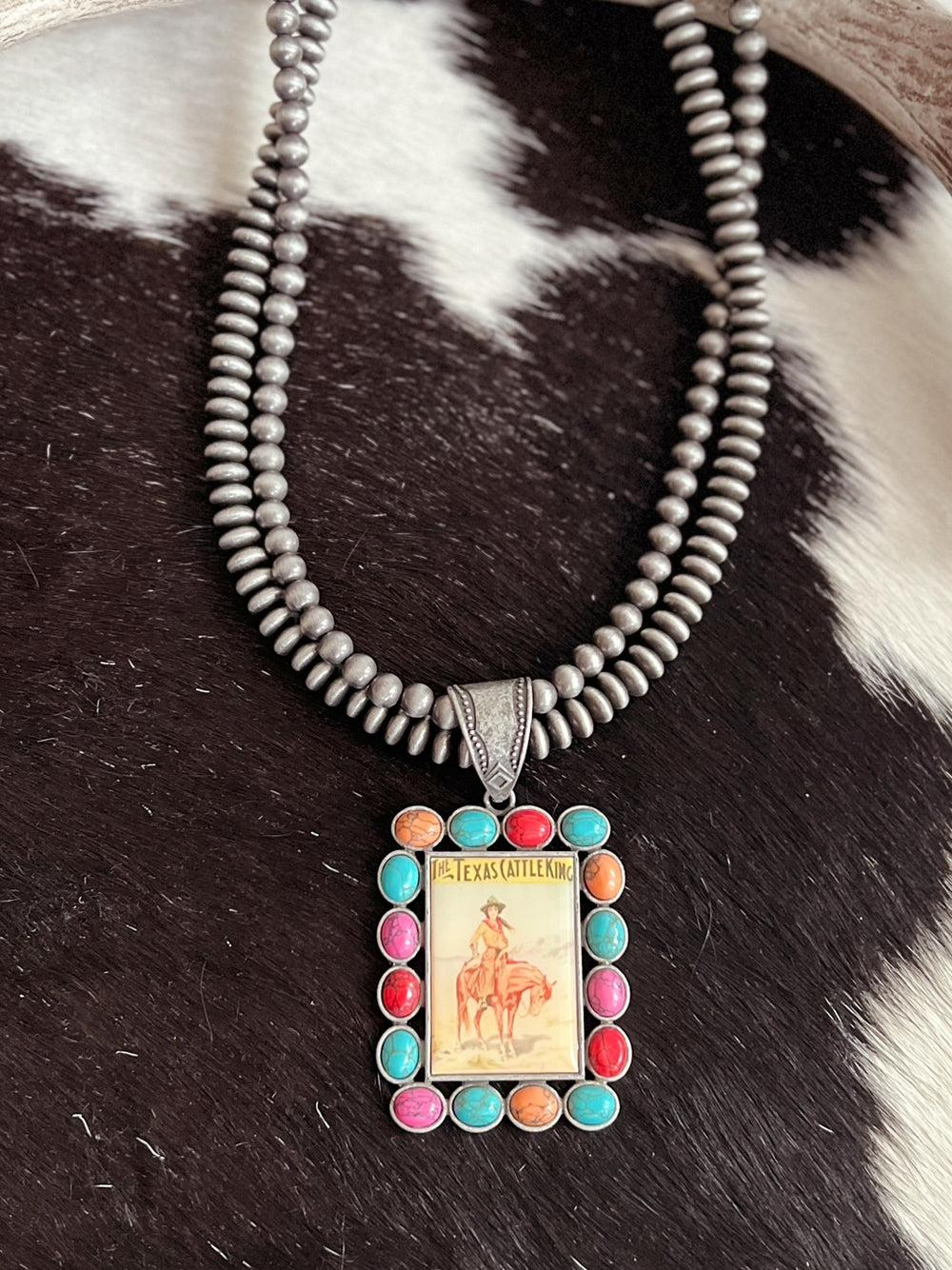 2 Strand Navajo Inspired Beaded Vintage Pendant Necklace Product Image