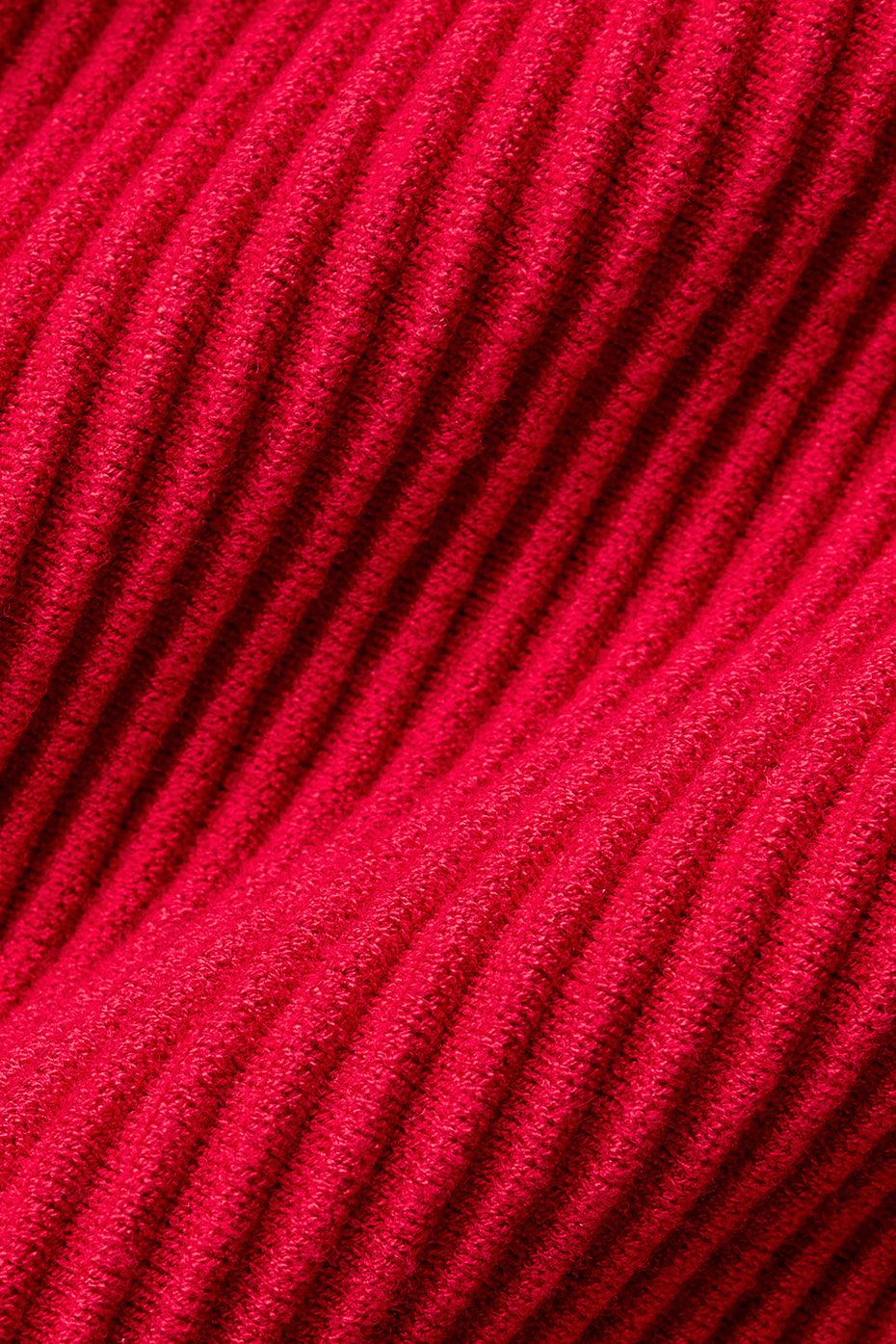 Denim Knit High-Waist Flare Pant - Bold Red/Dark Bold Red Female Product Image