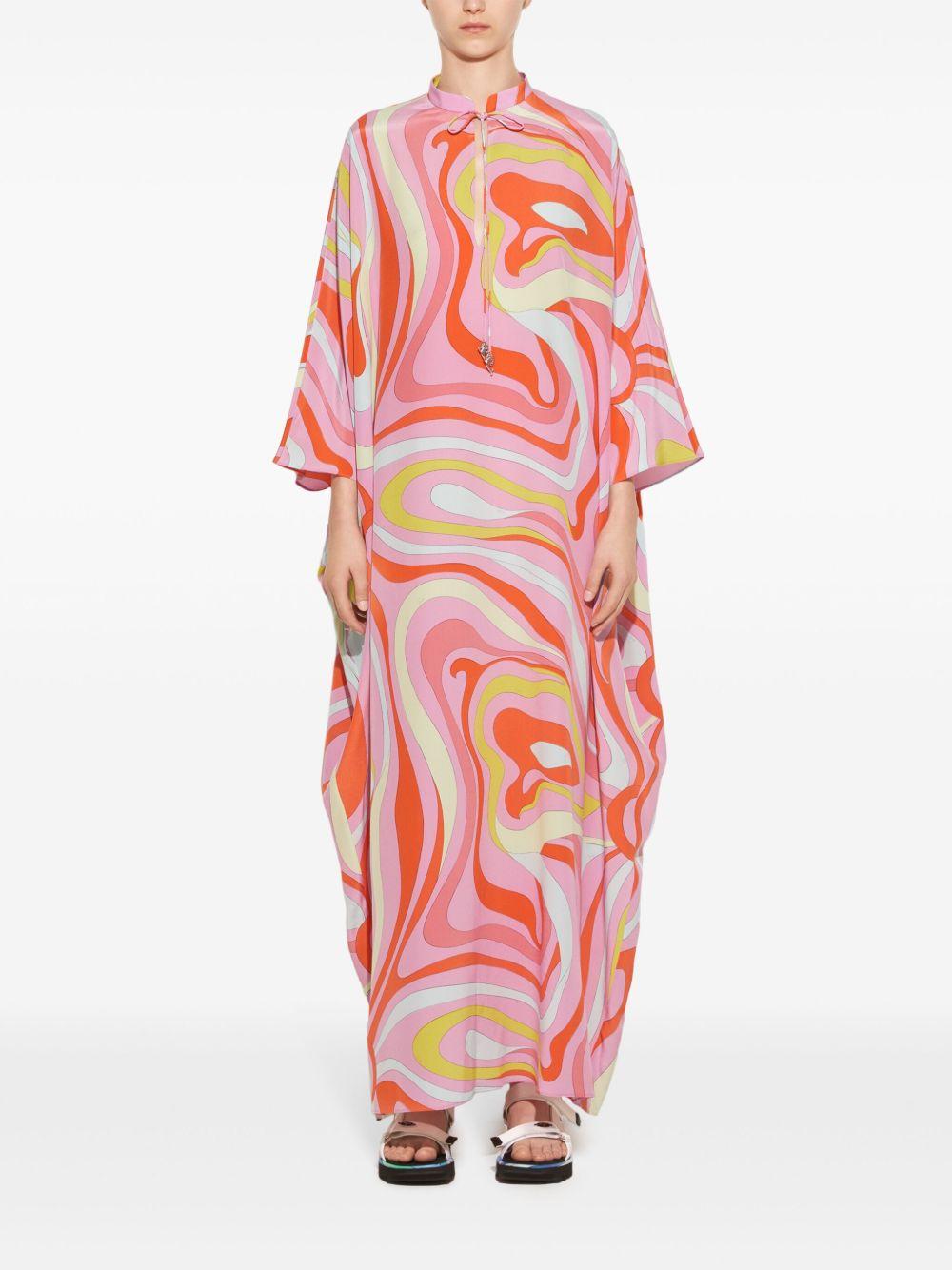 Marmo-print silk maxi dress Product Image