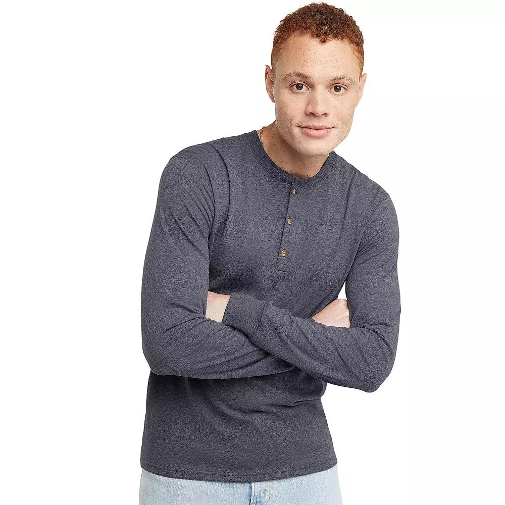 Men's Hanes Originals Tri-Blend Henley,  Product Image
