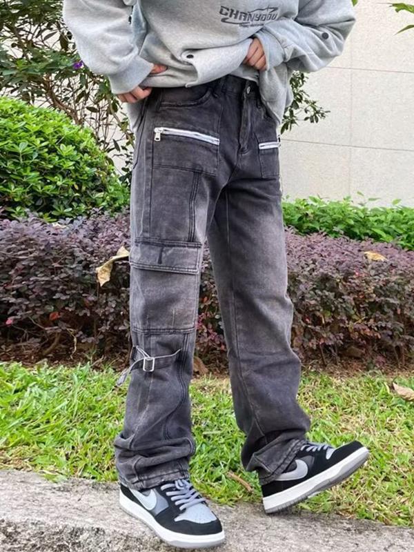 Men's Multi Pocket Zip Up Cargo Jeans Product Image