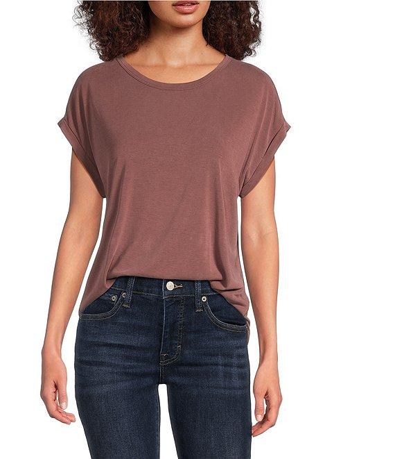 Lucky Brand Scoop Neck Short Sleeve Slouchy Round Hem T-Shirt Product Image