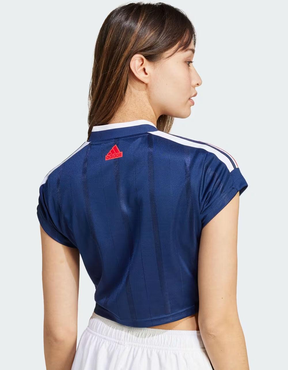 ADIDAS Trio Cut 3-Stripes Womens Crop Jersey - NAVY Product Image