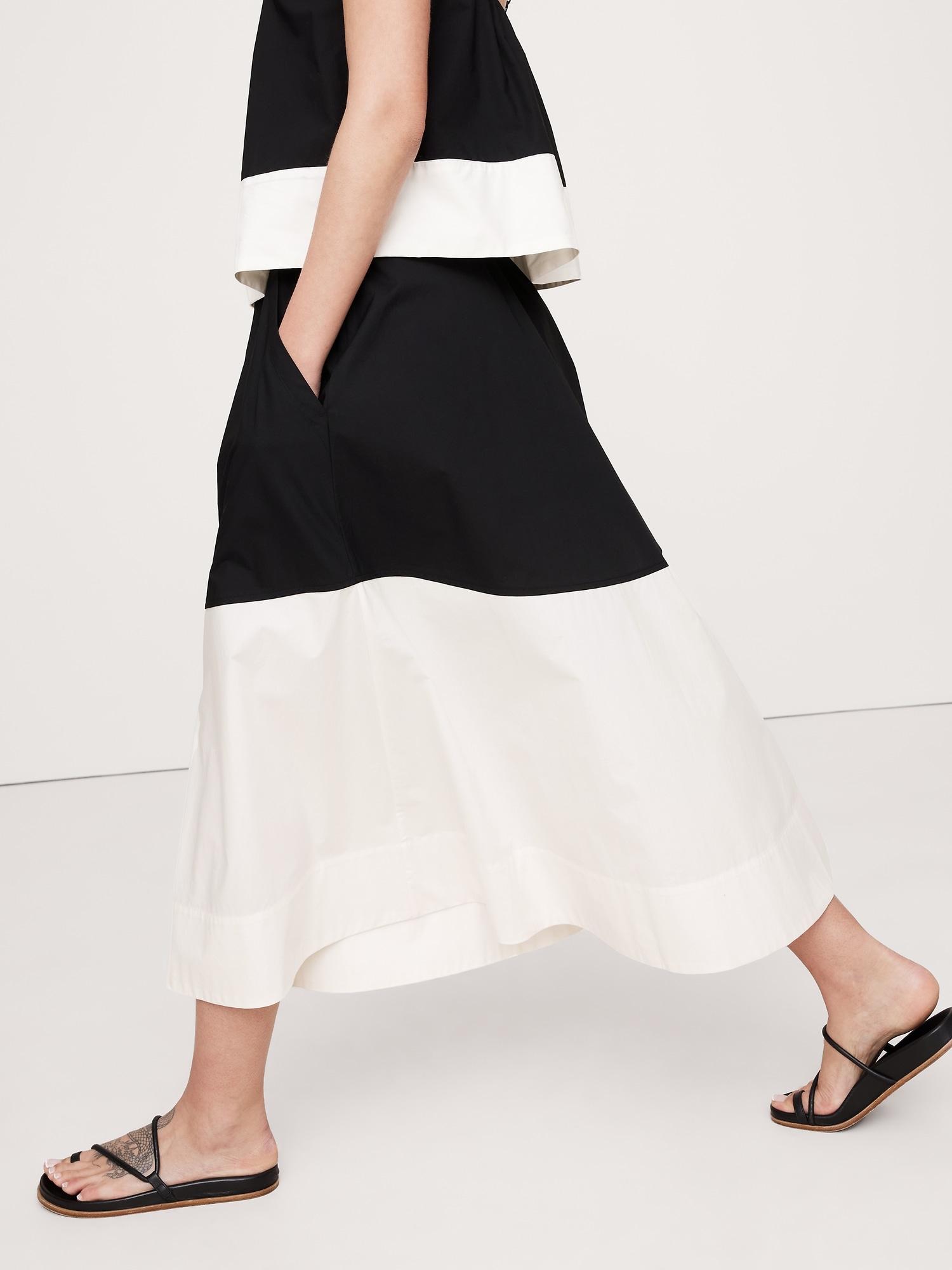 Color-Block Cotton Poplin Maxi Skirt Product Image