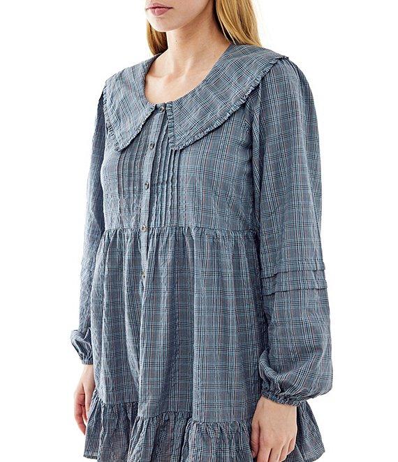 BDG Urban Outfitters Check Printed Collar Long Sleeve Dress Product Image