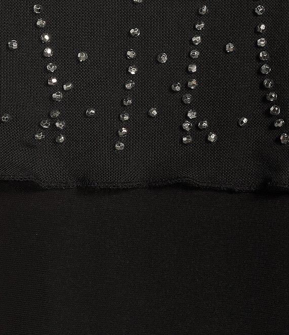 Marina Beaded Short Capelet Sleeve Round Neck Matte Jersey 2-Piece Pant Set Product Image