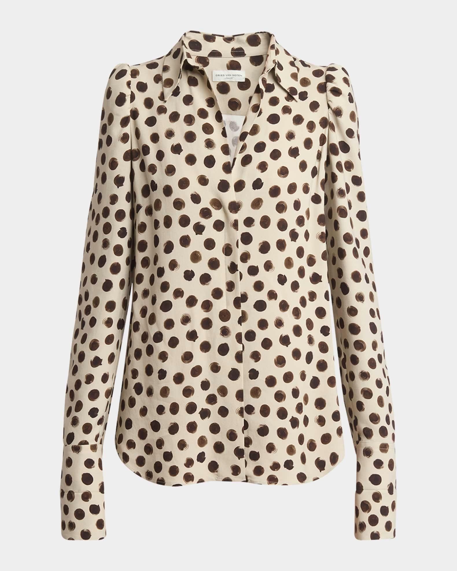 Celindra Polka-Dot Button-Front Shirt Product Image