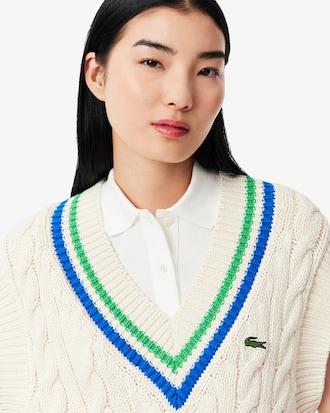 V Neck Cable Knit Sweater Vest Product Image