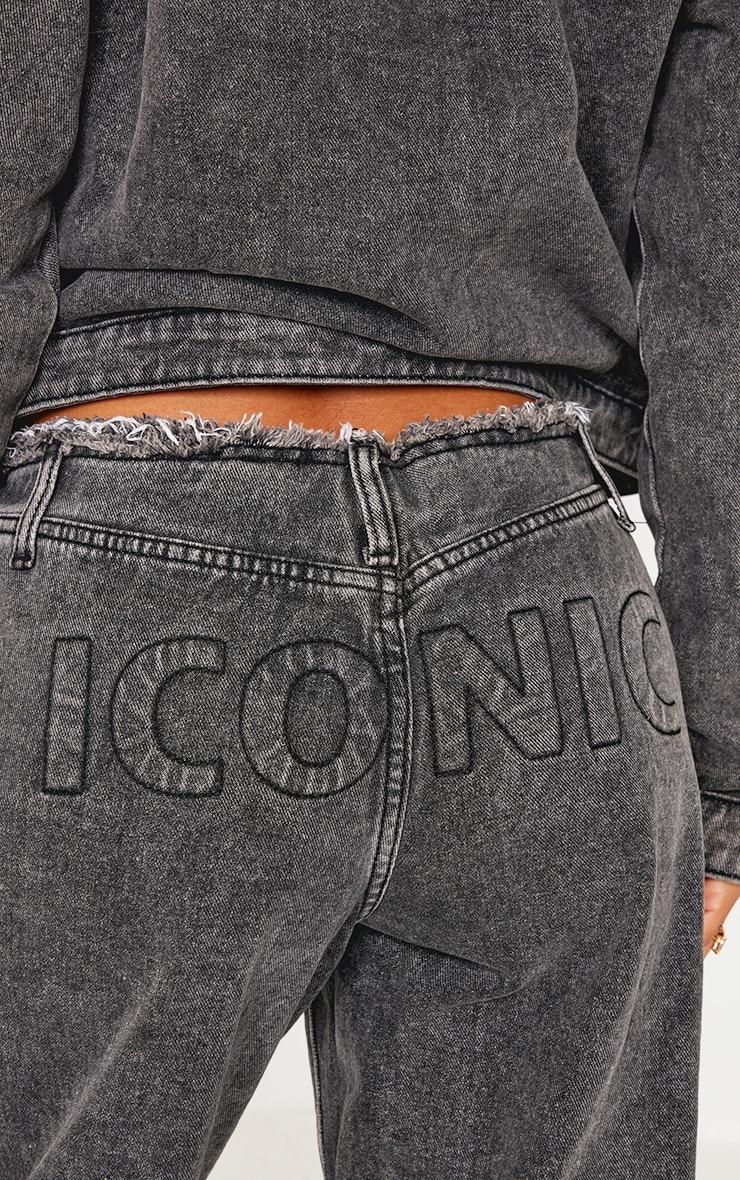 Petite Washed Black Iconic Embossed Denim Jeans Product Image