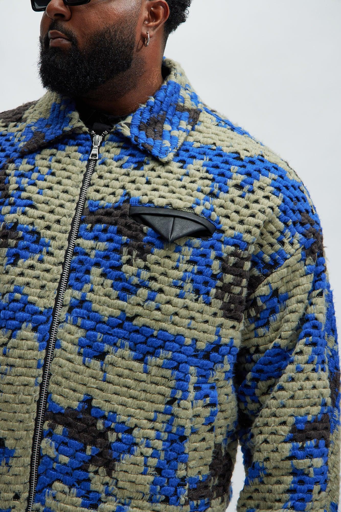Newbury Jacquard Cropped Jacket - Blue/combo Product Image