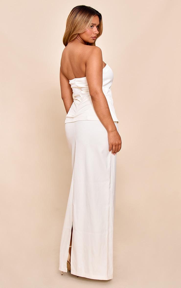 Shape Butter Cream Tailored Bandeau Wrap Over Gold Trim Maxi Dress Product Image