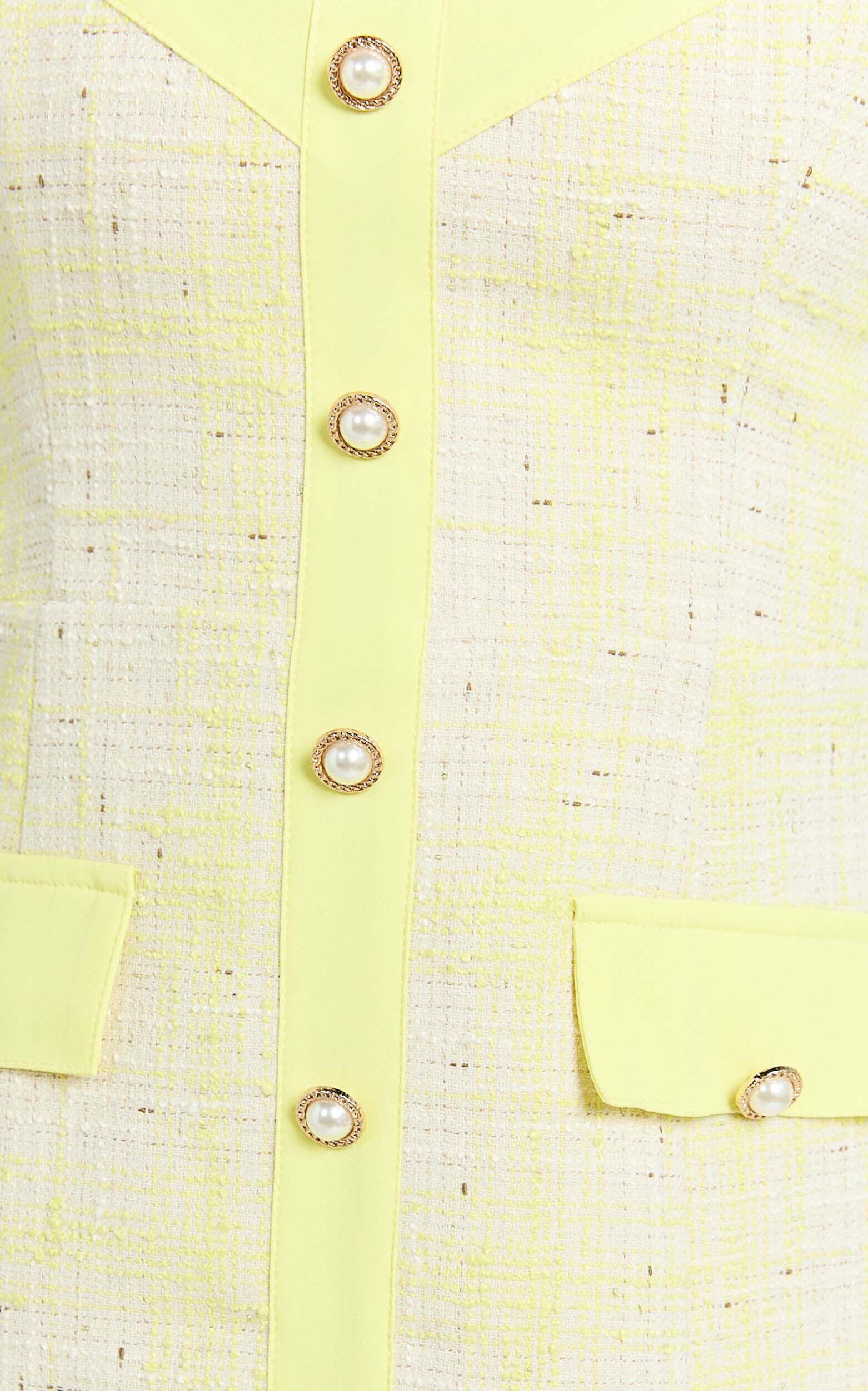 Jada Mini Dress - Sweetheart Neckline Button Up Dress with Hardware Detail in Lemon Product Image