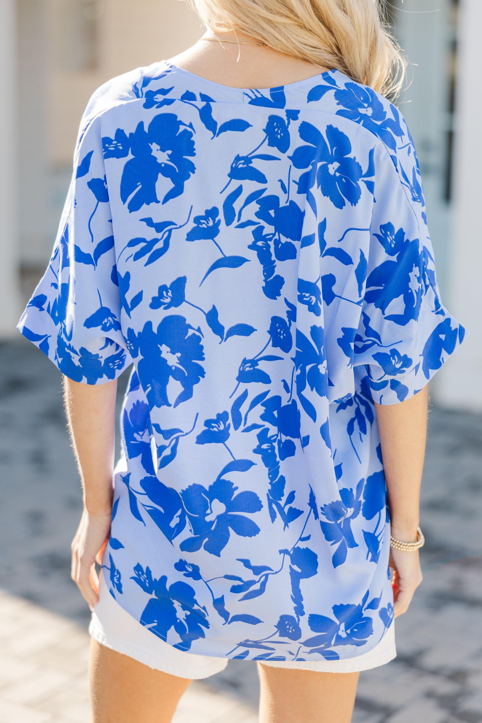 By The Garden Blue Floral Top Female Product Image