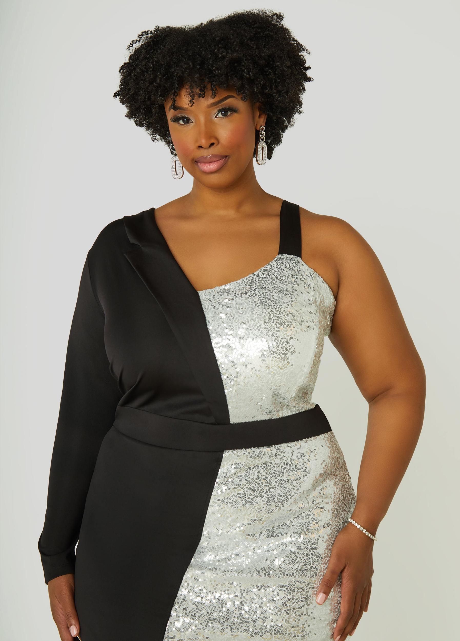 Asymmetric Sequined Blazer Dress Product Image