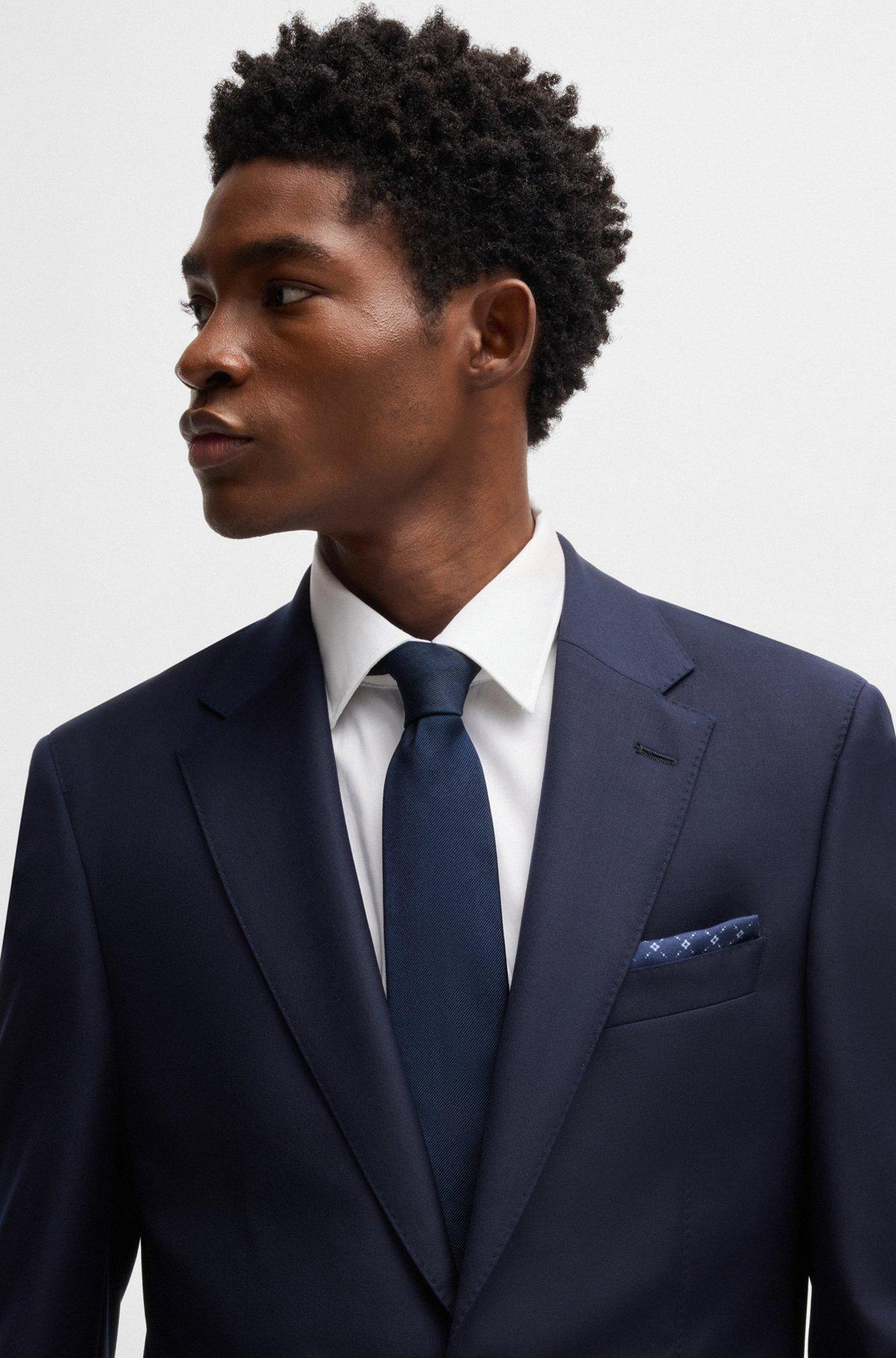 Printed pocket square with logo border Product Image