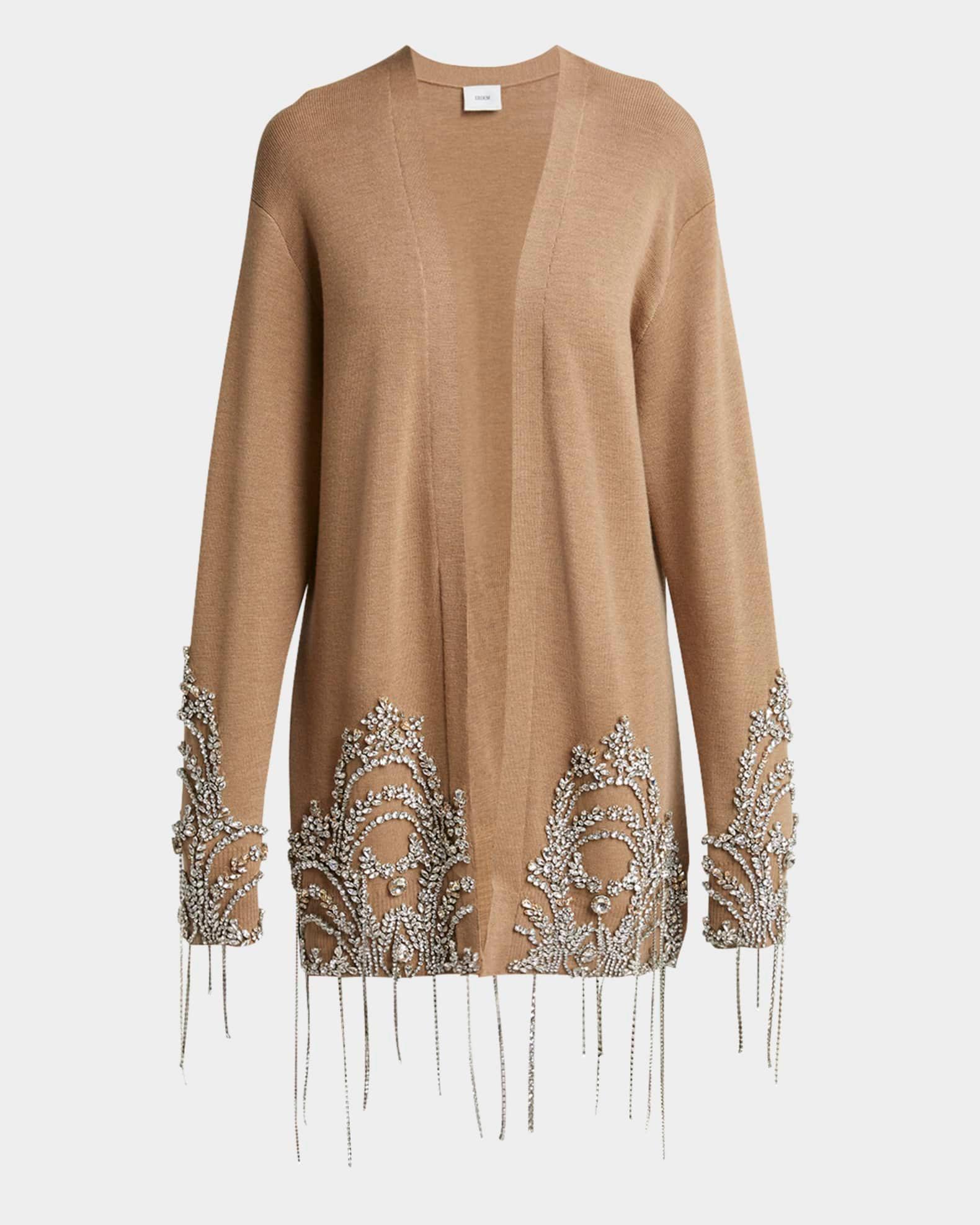 Crystal Embellished Fine Merino Cardigan Product Image