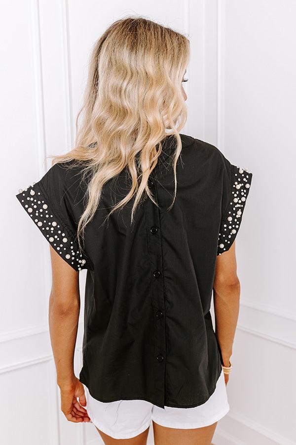 Spotlight Delight Pearl Embellished Top in Black Product Image