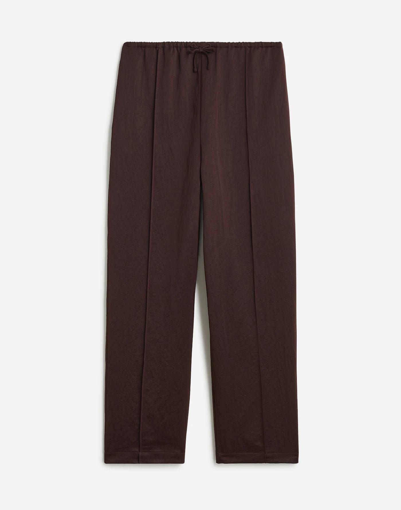Tall Pintucked Slim Pull-On Pants in Satin Product Image
