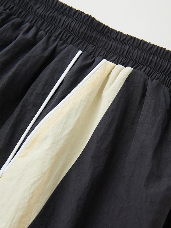 Contrast Piping Black Baggy Sweatpants Product Image