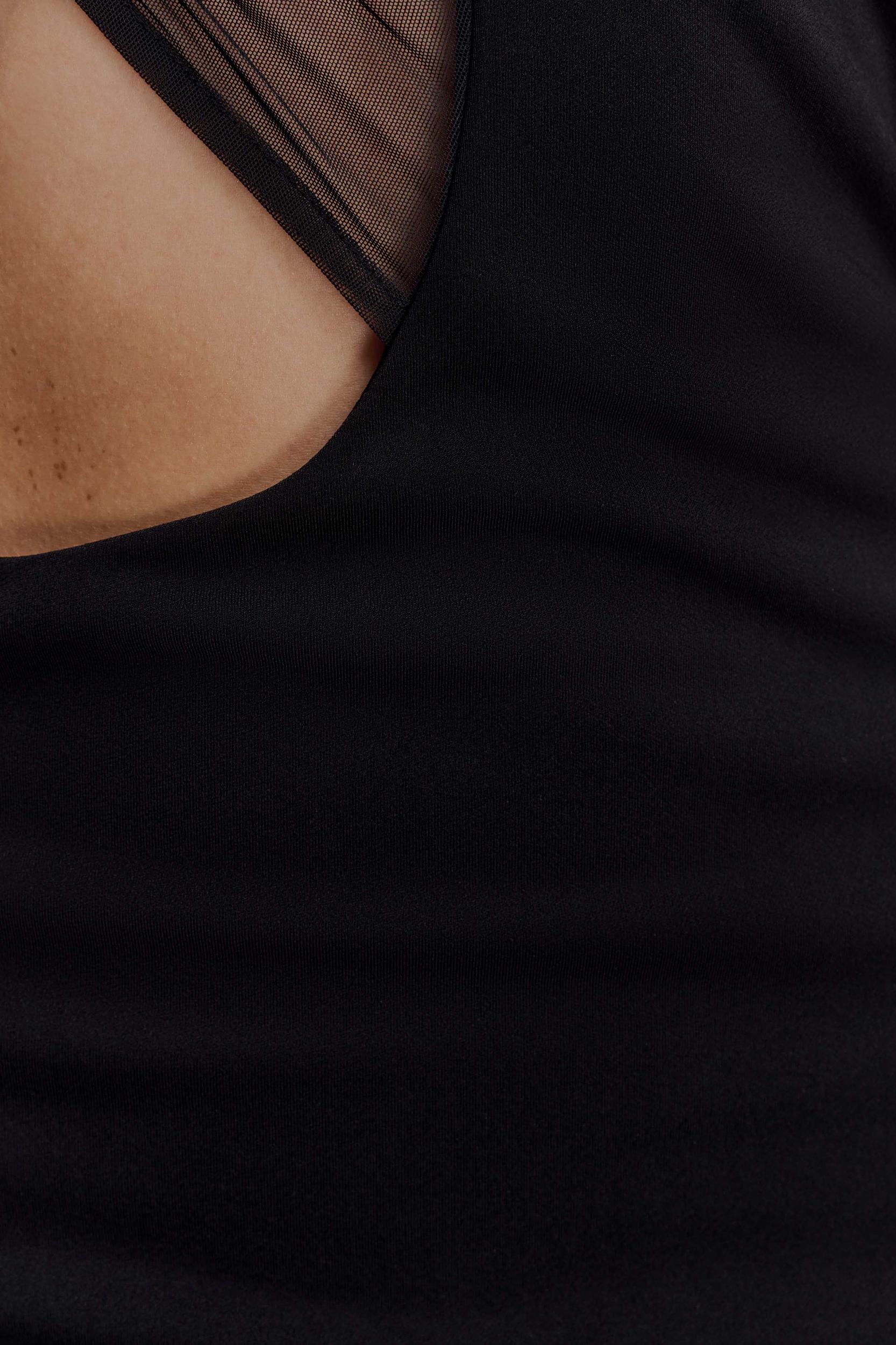 Aubree Crepe And Mesh Mini Dress - Black Female Product Image