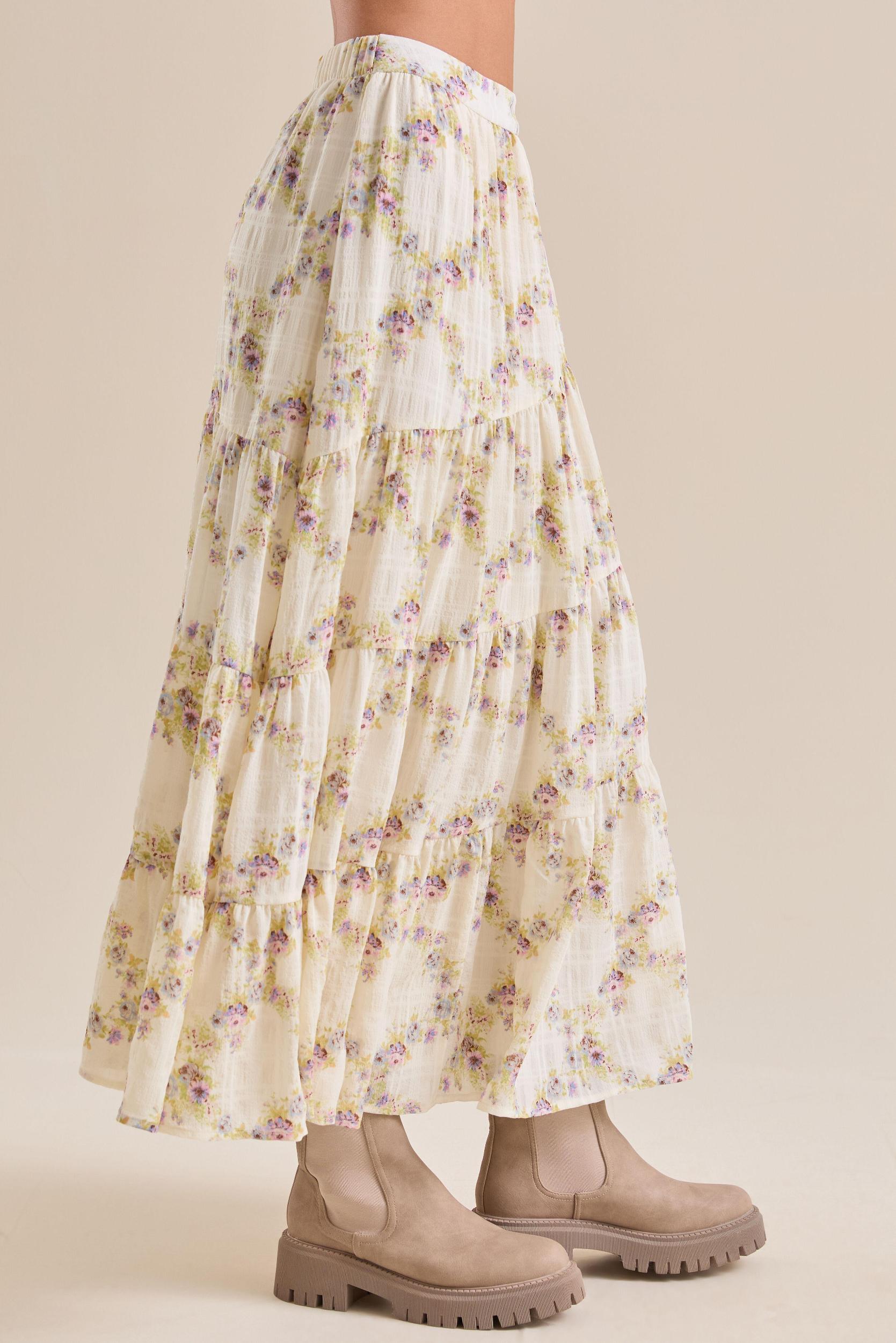 Isla Floral Tiered Midi Skirt Product Image